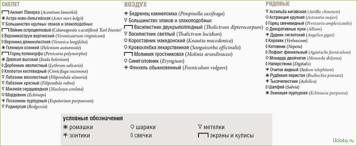 Полный список растений для цветника в удольфианском стиле Новой волны