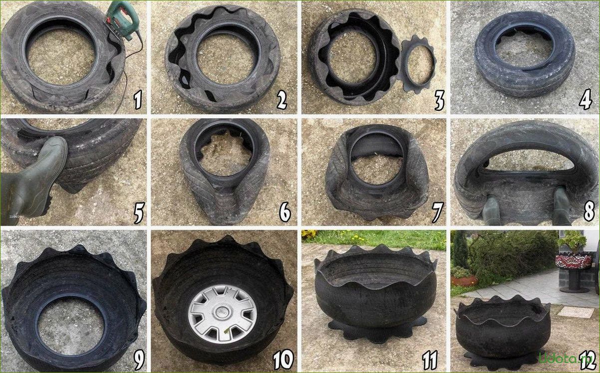 Оригинальные идеи для клумб из шин