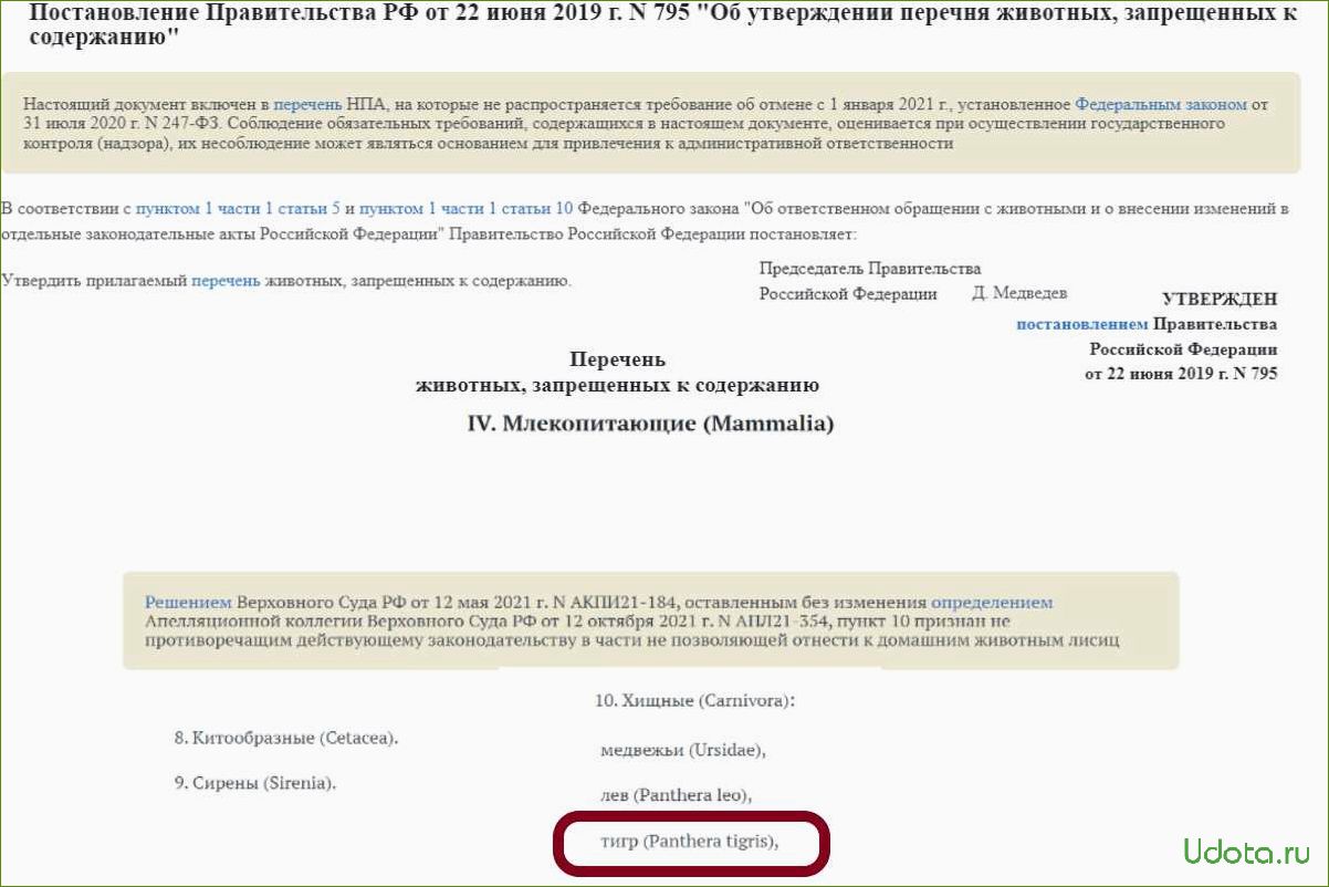 Правительство утвердило список животных, запрещенных для содержания в домашних условиях